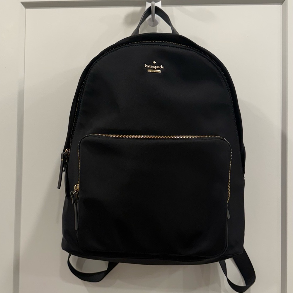 Kate Spade Minimal Black Nylon Backpack – Large | Laptop Compartment